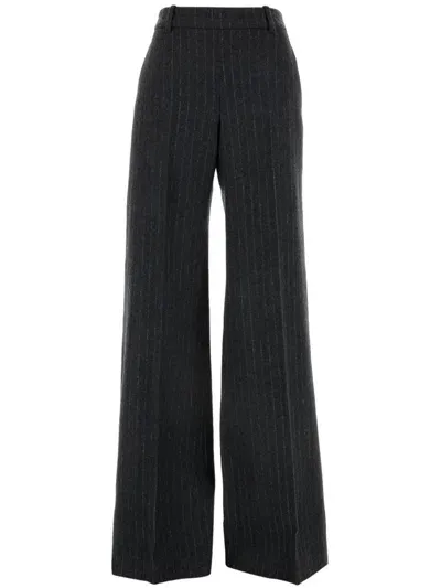 Ermanno Scervino Stretch Pinstripe Palazzo Pants In Grey