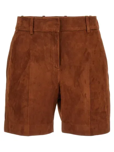 Ermanno Scervino Suede Shorts In Brown