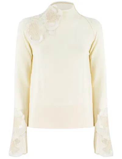 Ermanno Scervino Sweater In Snow White Off White