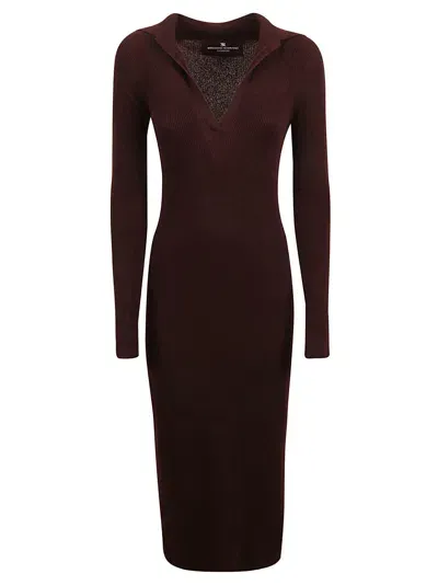 Ermanno Scervino V-neck Knit Slim Dress In Mélange