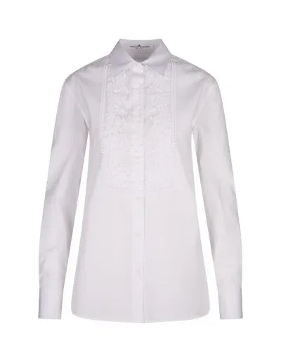 Ermanno Scervino White Shirt With Embroidered Plastron