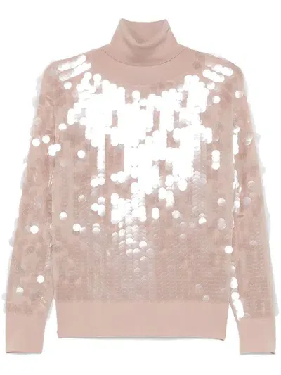 Ermanno Scervino Wool Sweater With Sequins In Pink