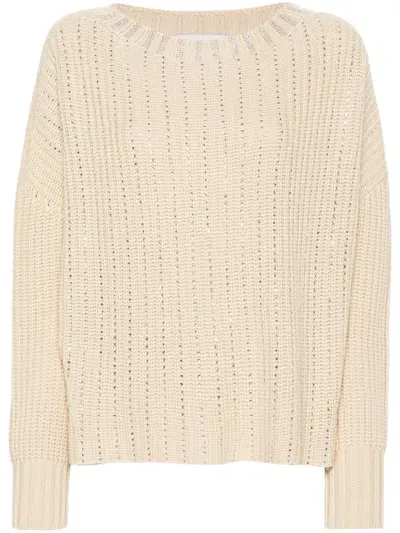 Ermanno Wool Crewneck Sweater In Beige