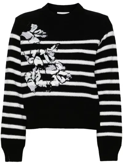 Ermanno Wool Embroidered Sweater In Black