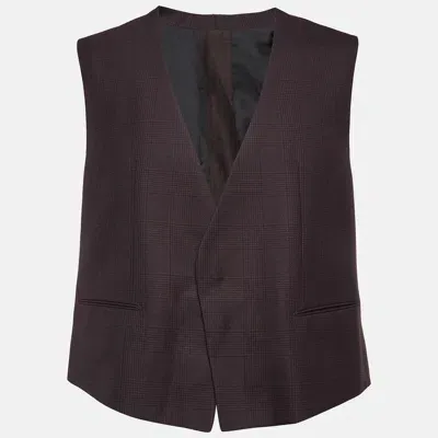 Pre-owned Ermenegildo Zegna Burgundy Plaid City Vest L