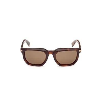 Ermenegildo Zegna Square Frame Sunglasses In Brown