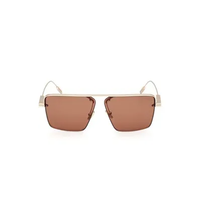 Ermenegildo Zegna Square Frame Sunglasses In Gold