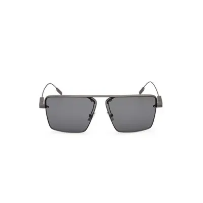 Ermenegildo Zegna Square Frame Sunglasses In Silver