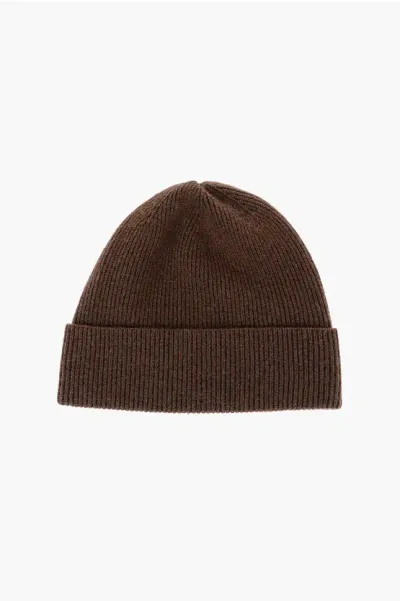 Ermenegildo Zegna Zzegna Ribbed Wool And Cashmere Beanie In Brown