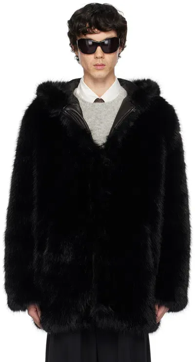 Ernest W Baker Black Faux-fur Hooded Jacket