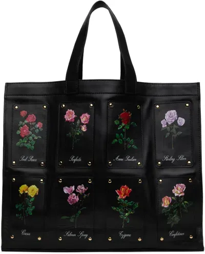 Ernest W Baker Black Patched Rose Tote In Roses Patch Print