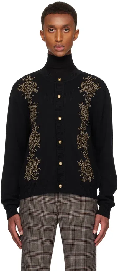 Ernest W Baker Black Rose Studded Cardigan