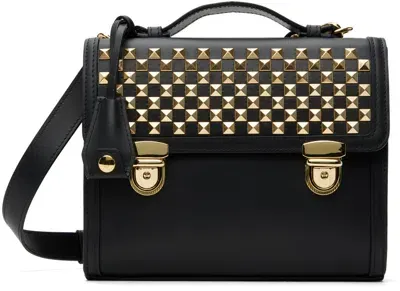 Ernest W Baker Black Studded School Bag In Black W/ Gold Studs