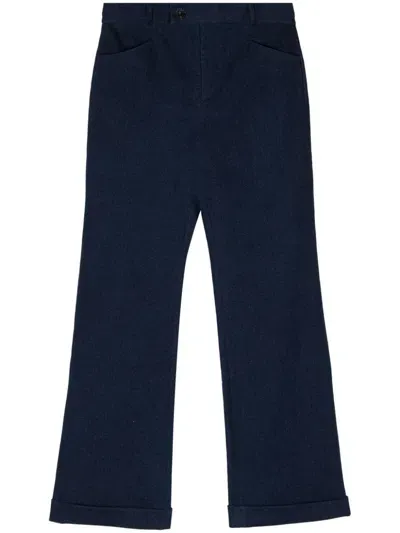 Ernest W Baker Cuffed 70's Flared Jeans In Blue