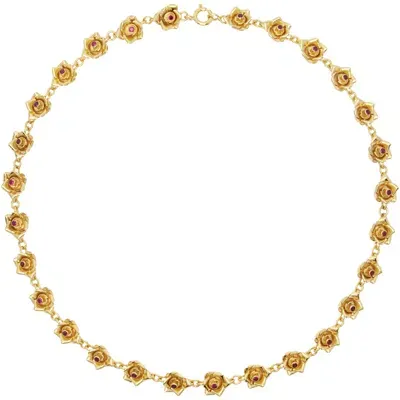 Ernest W Baker Gold Rose Necklace In Gold Plated Silver