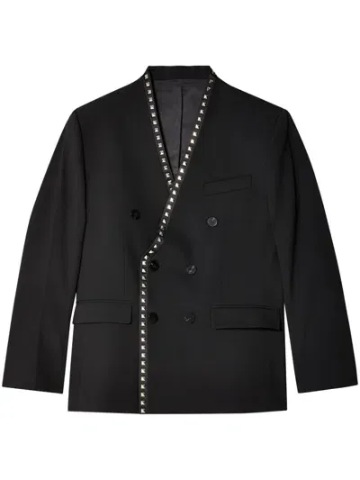 Ernest W Baker Stud-embellished Double Breasted Blazer In 黑色