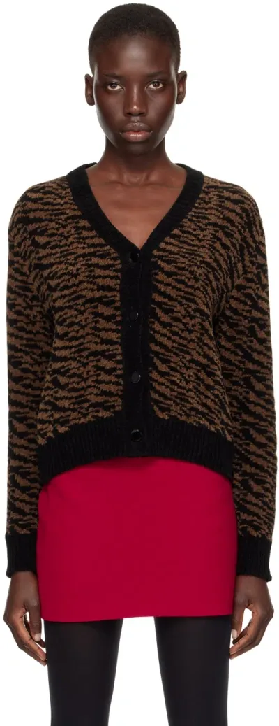 Ernest W Baker Brown Zebra Cardigan In Black & Brown