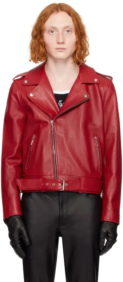 Ernest W Baker Ssense Exclusive Red Leather Jacket