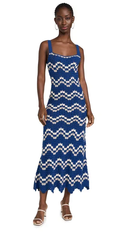 Escvdo Marea Crocheted Cotton Maxi Dress In Blue