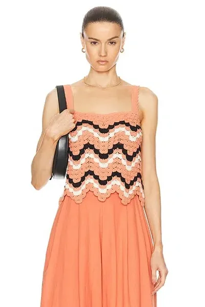 Escvdo Marea Tank Top In Peach & Black