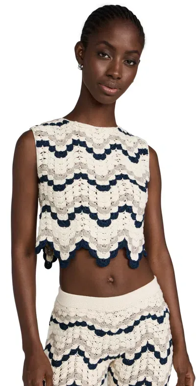 Escvdo Nieva Crocheted Cotton Top In Multi