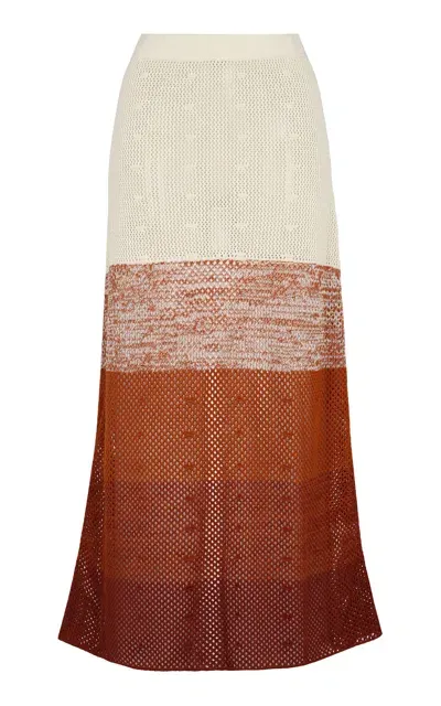 Escvdo Ofrenda Cotton Knit Panel Maxi Skirt In Brown