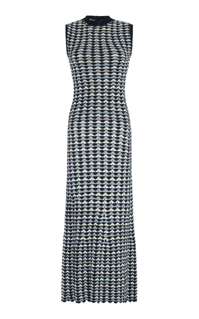 Escvdo Pacifico Cotton Knit Maxi Dress In Blue