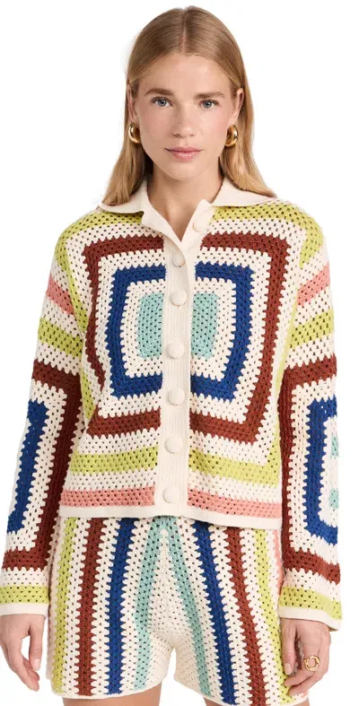 Escvdo Plaza Crocheted-cotton Cardigan In Multi