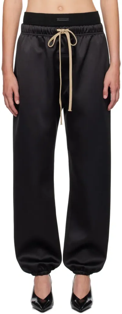 Essentials Black Drawstring Track Pants