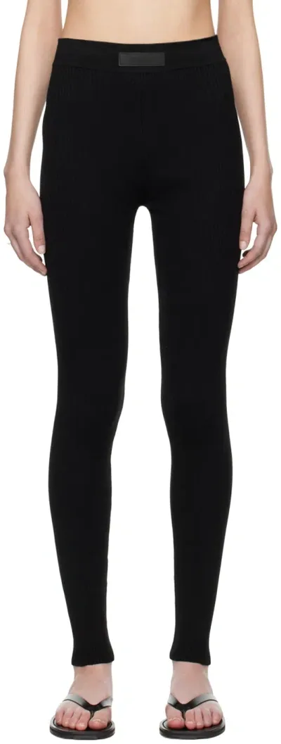 Essentials Fitted High-rise Cotton-blend Leggings In Black