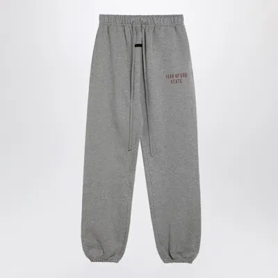 Essentials Fear Of God  Grey Jogging Trousers With Logo In Black