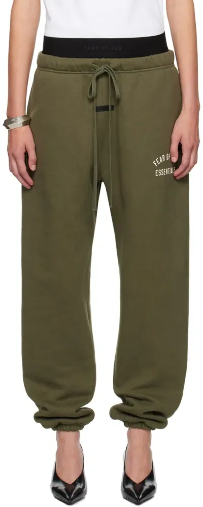 Essentials Khaki  Sweatpants In Military