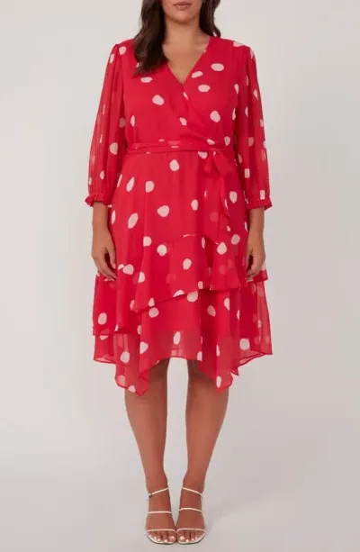 Estelle Begin Again Polka Dot Long Sleeve Dress In Rose/milk