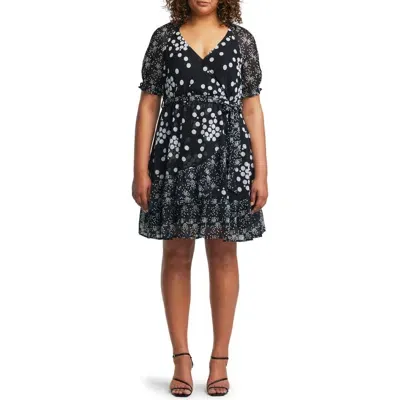 Estelle Dayla Spot Faux Wrap Dress In Black/milk