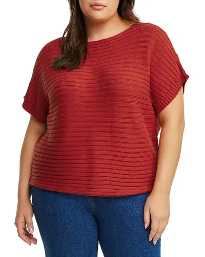 Estelle Plus Atlas Rib Knit Sweater In Orange