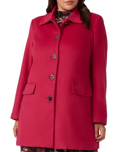 Estelle Plus Charm Single Breasted Coat In Azalea