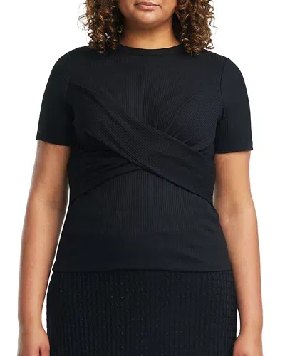 Estelle Plus Iris Rib Knit Sweater In Black