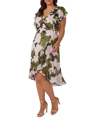 Estelle Plus Morning Glory Floral Flutter Sleeve Dress In Print