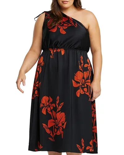 Estelle Plus Morocco Blooms One Shoulder Dress In Orange Floral