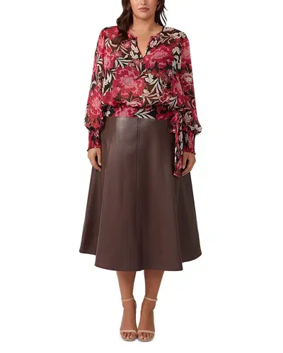 Estelle Plus Petal Dream Tie Waist Blouse In Print