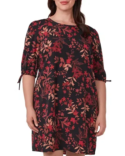 Estelle Plus Size Printed Short Sleeve Dress In Pink/black