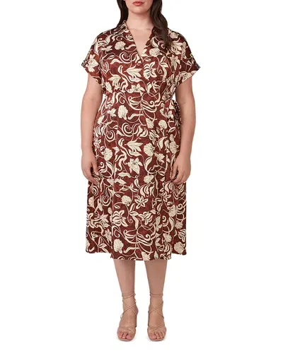 Estelle Plus Solana Printed Faux Wrap Midi Dress