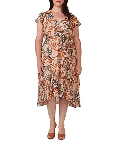 Estelle Plus Tropic Leaves Midi Dress In Print