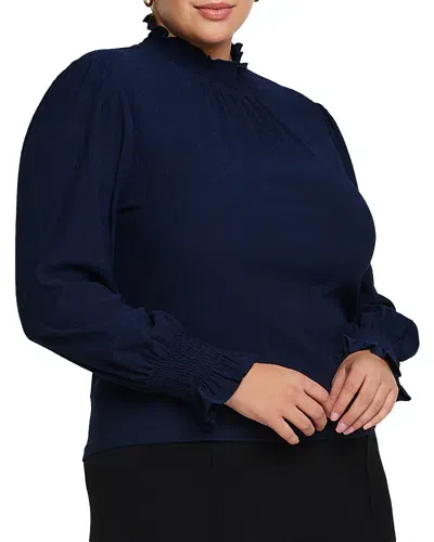 Estelle Plus Zinnia Shirred Top In Navy