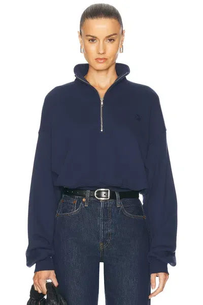 Éterne Cropped Half Zip Sweatshirt In Navy