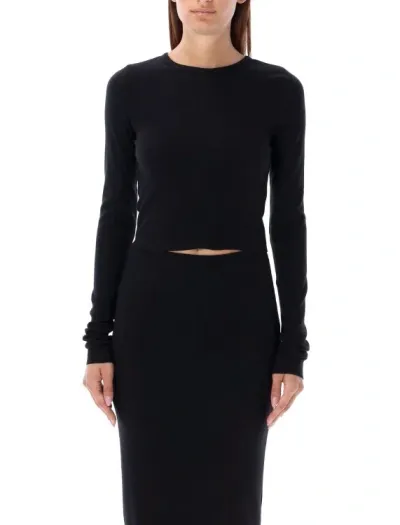 Éterne Eterne Cropped Long Sleeve Top In Black