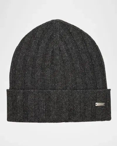 Eton Men's Cashmere Rib Knit Beanie Hat In Black