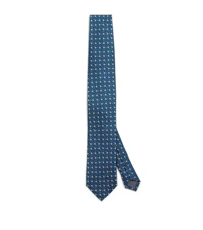 Eton Silk Chain Print Tie In Navy