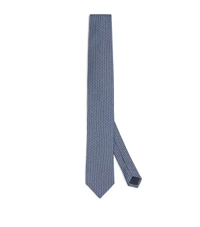 Eton Silk Chess Print Tie In Navy