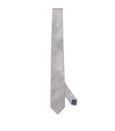 Eton Silk Jacquard Tie In Silver